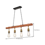 Suspension réglable en bois brun et laiton de style industriel (31,5 cm)