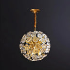 Lustre Sputnik moderne en verre sphérique doré à motif floral