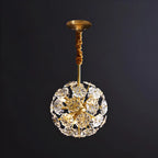 Lustre Sputnik moderne en verre sphérique doré à motif floral