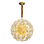 Lustre Sputnik moderne en verre sphérique doré à motif floral