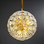 Lustre Sputnik moderne en verre sphérique doré à motif floral