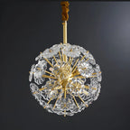 Lustre Sputnik moderne en verre sphérique doré à motif floral