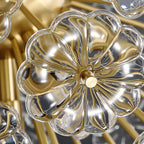 Lustre Sputnik moderne en verre sphérique doré à motif floral