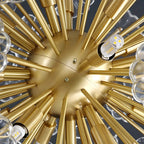 Lustre Sputnik moderne en verre sphérique doré à motif floral