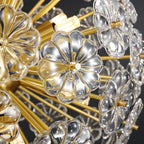 Lustre Sputnik moderne en verre sphérique doré à motif floral