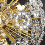 Lustre Sputnik moderne en verre sphérique doré à motif floral