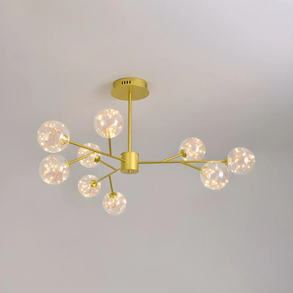 Lustre Sputnik moderne en forme de globe doré pour salon