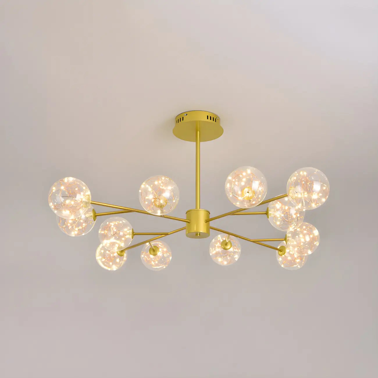 Lustre Sputnik moderne en forme de globe doré pour salon