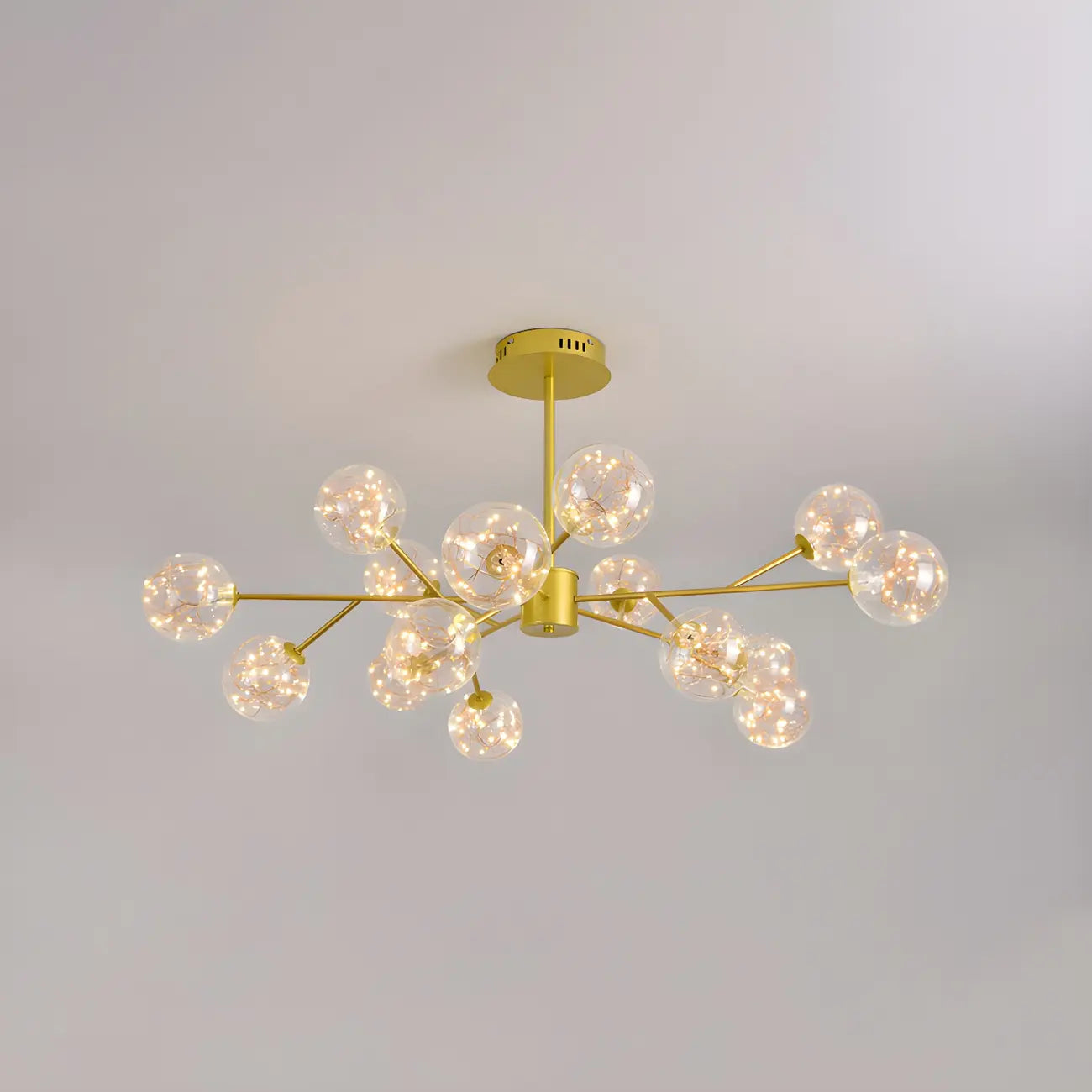 Lustre Sputnik moderne en forme de globe doré pour salon