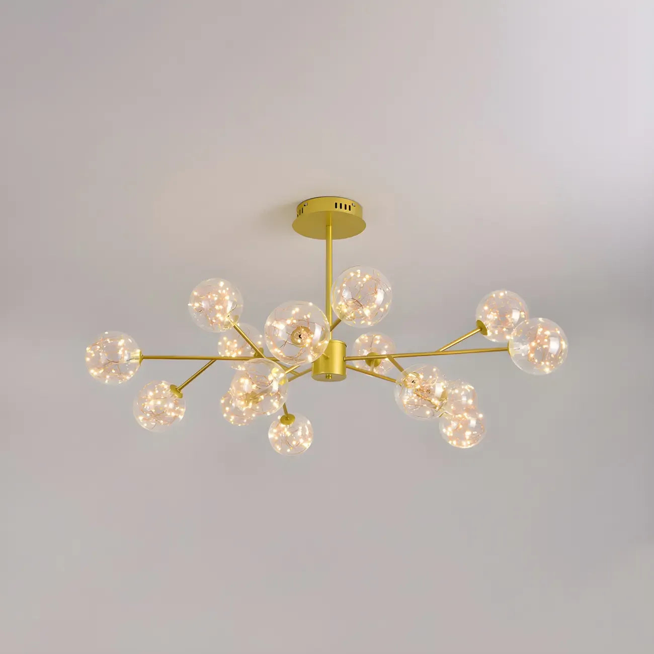 Lustre Sputnik moderne en forme de globe doré pour salon