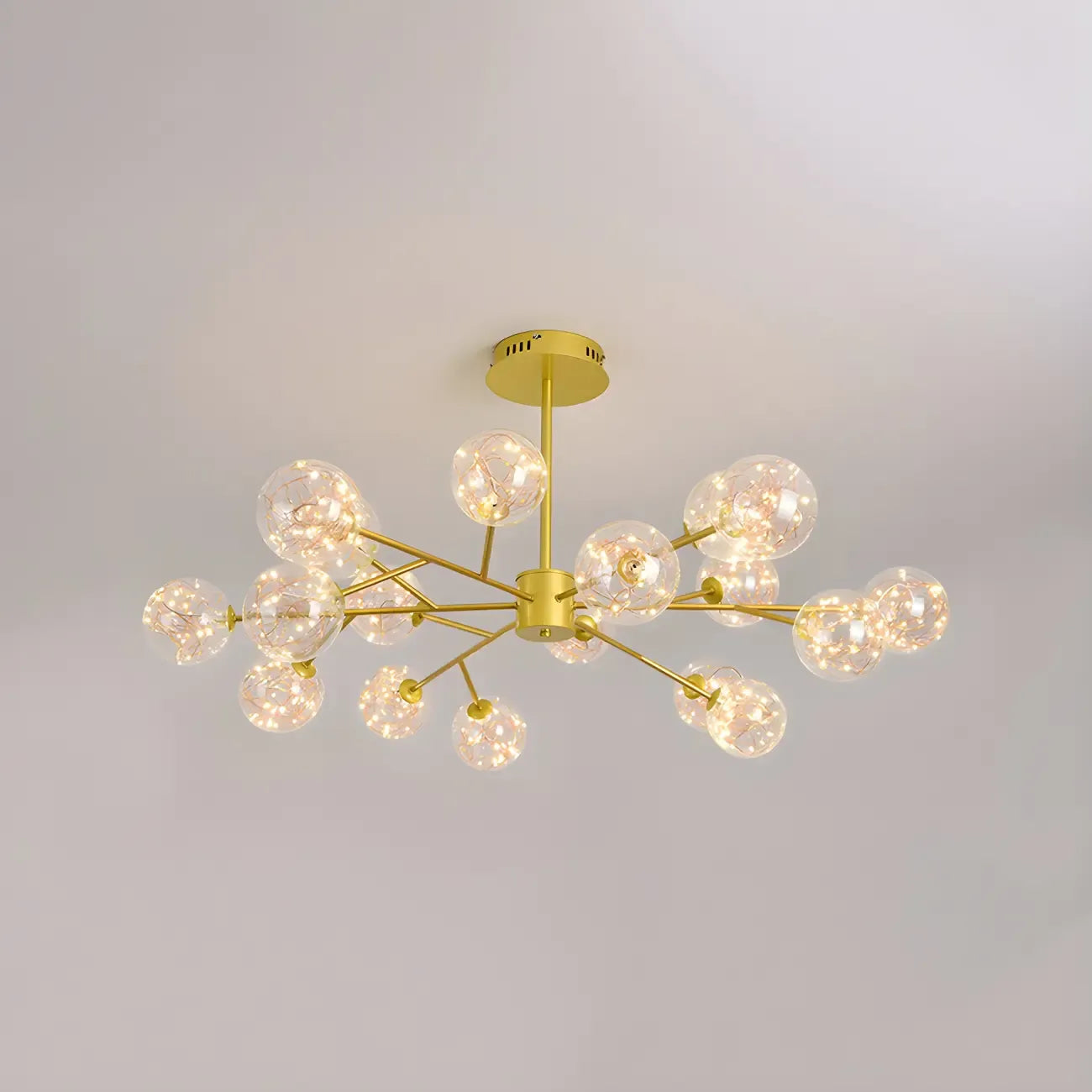 Lustre Sputnik moderne en forme de globe doré pour salon
