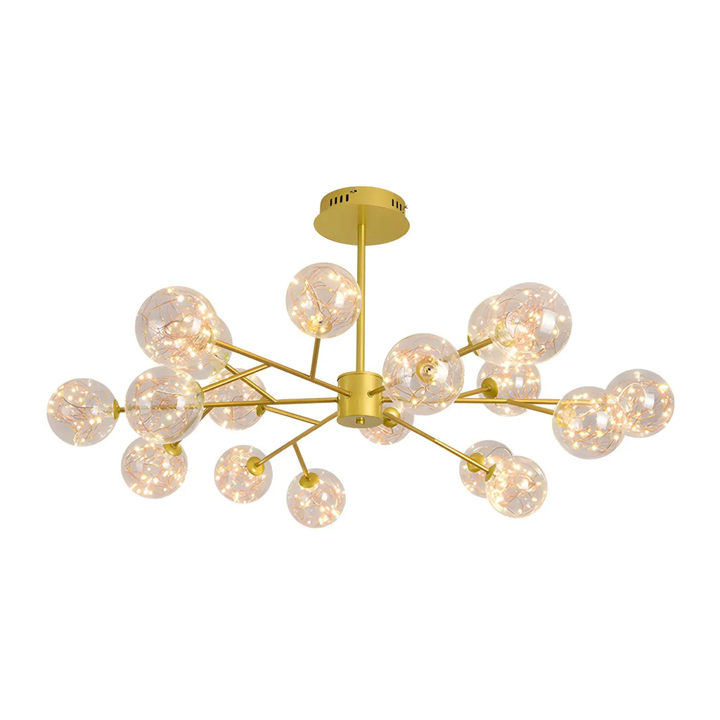 Lustre Sputnik moderne en forme de globe doré pour salon