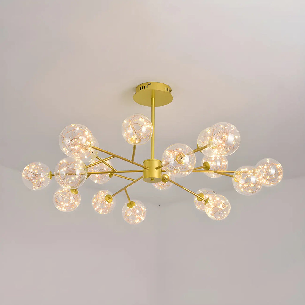 Lustre Sputnik moderne en forme de globe doré pour salon