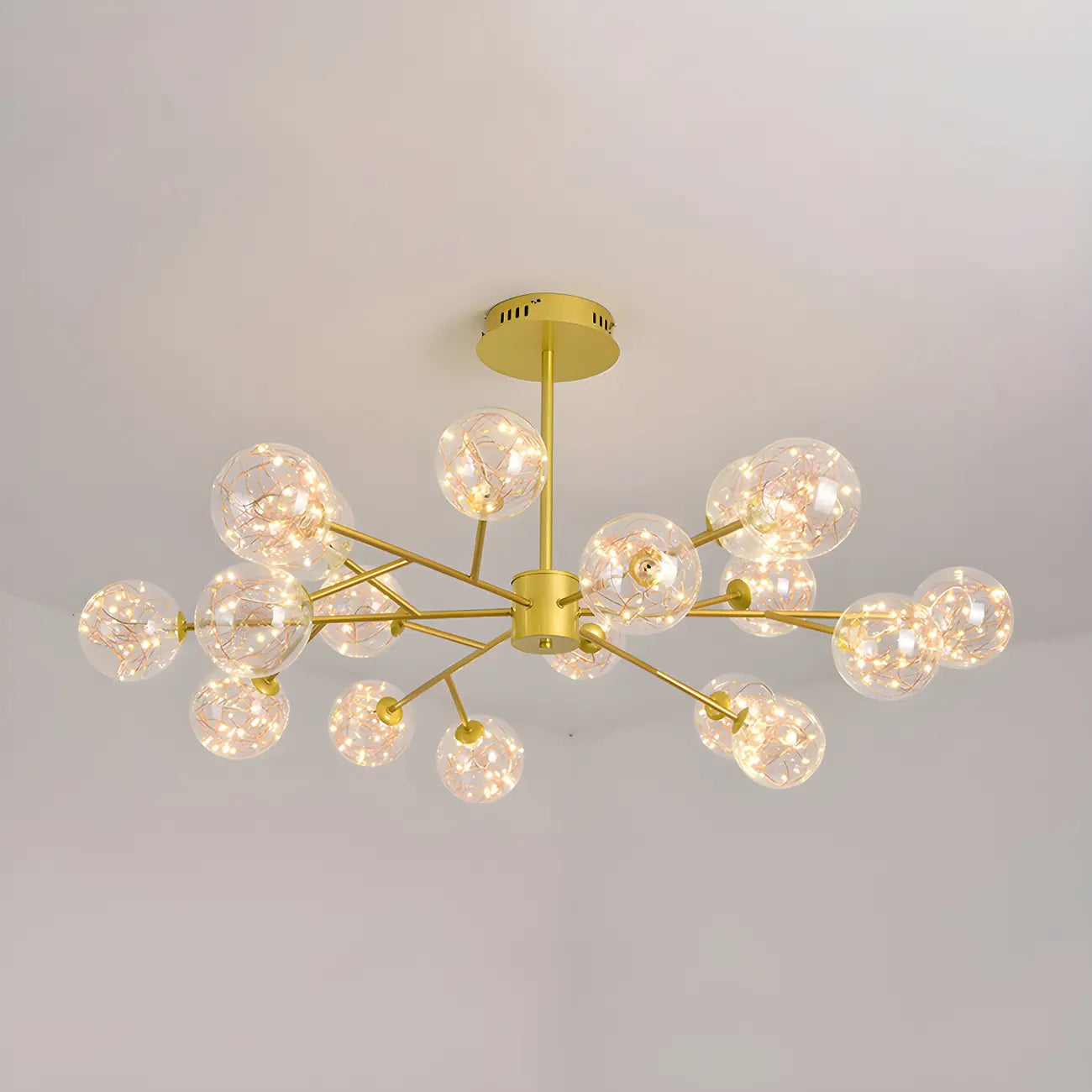 Lustre Sputnik moderne en forme de globe doré pour salon
