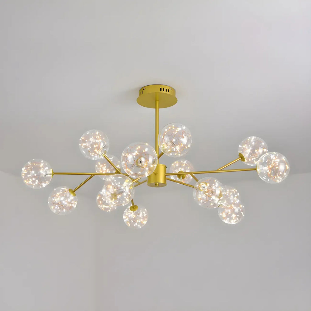 Lustre Sputnik moderne en forme de globe doré pour salon