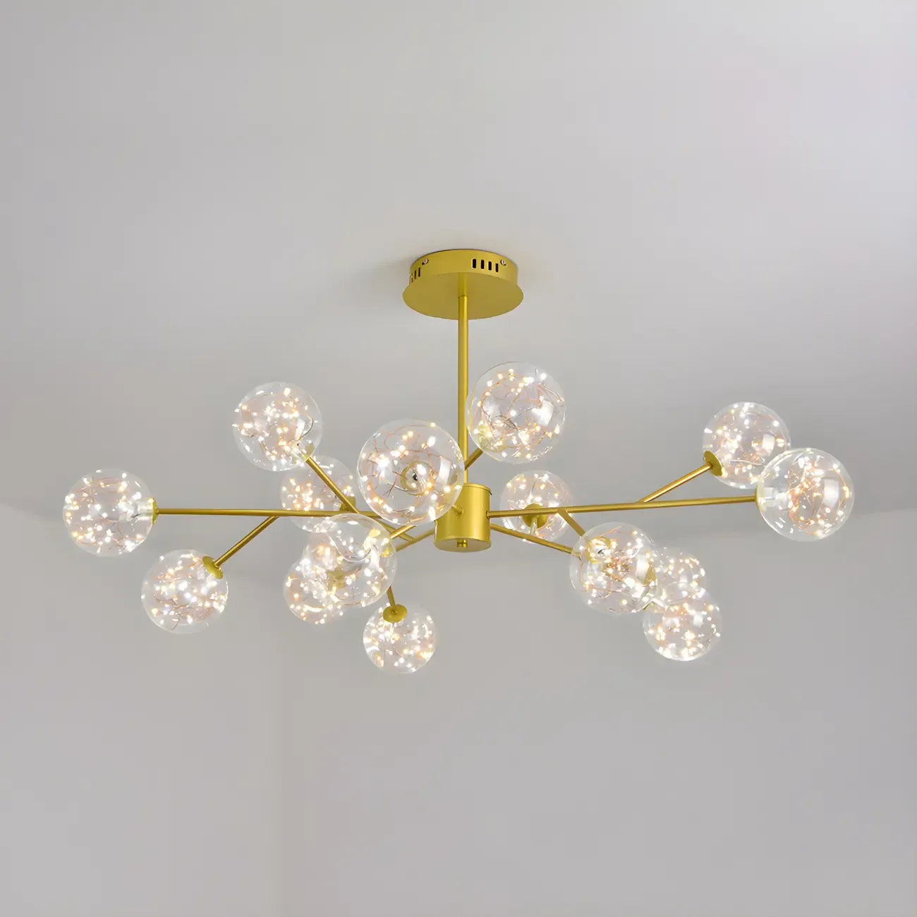 Lustre Sputnik moderne en forme de globe doré pour salon