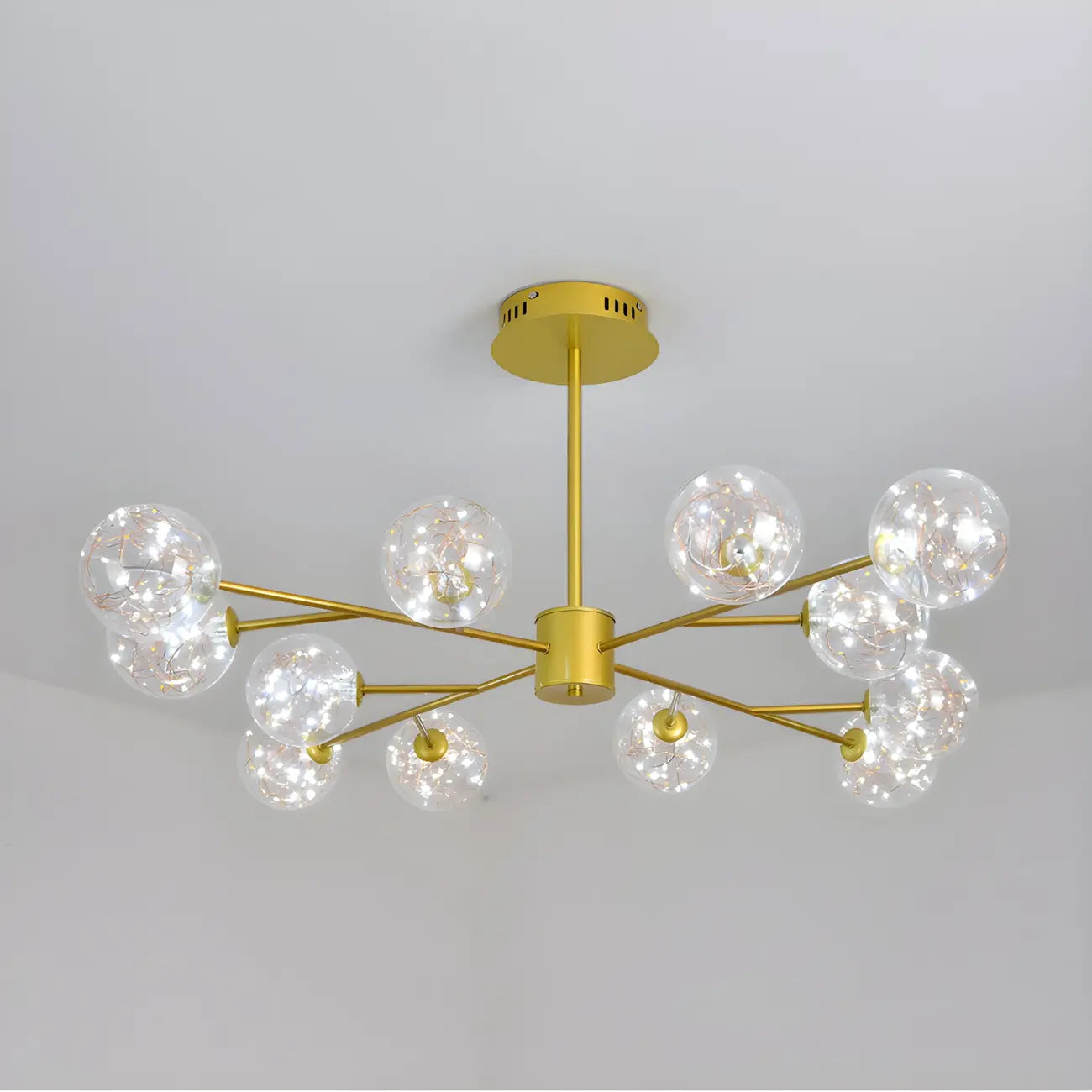 Lustre Sputnik moderne en forme de globe doré pour salon