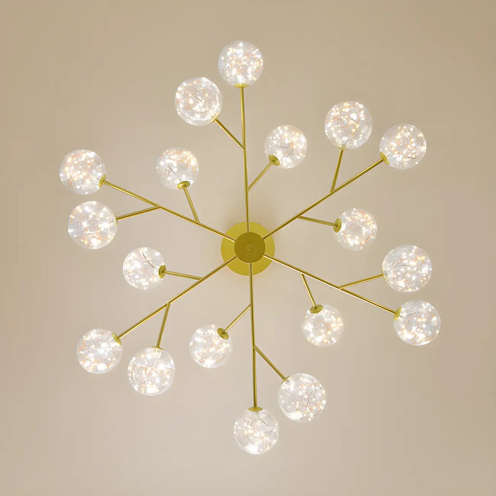 Lustre Sputnik moderne en forme de globe doré pour salon