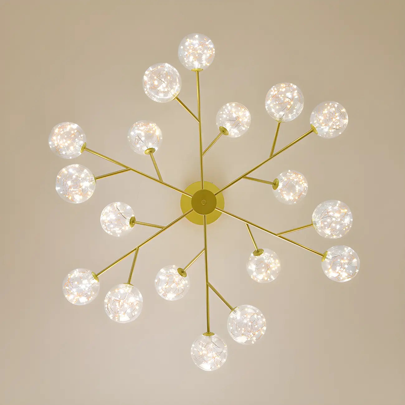 Lustre Sputnik moderne en forme de globe doré pour salon