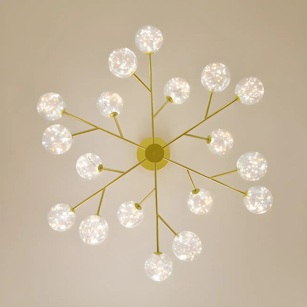 Lustre Sputnik moderne en forme de globe doré pour salon