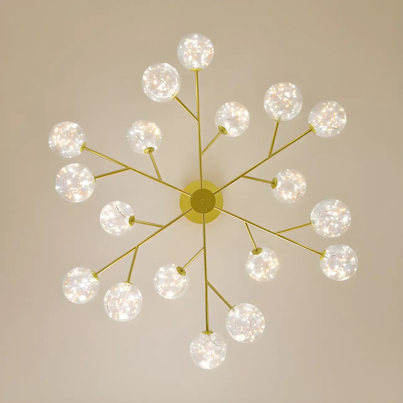 Lustre Sputnik moderne en forme de globe doré pour salon