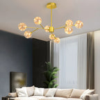 Lustre Sputnik moderne en forme de globe doré pour salon