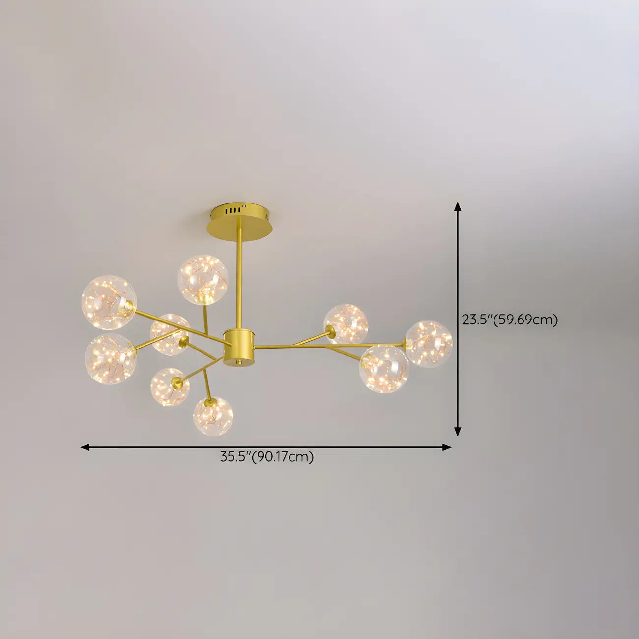 Lustre Sputnik moderne en forme de globe doré pour salon