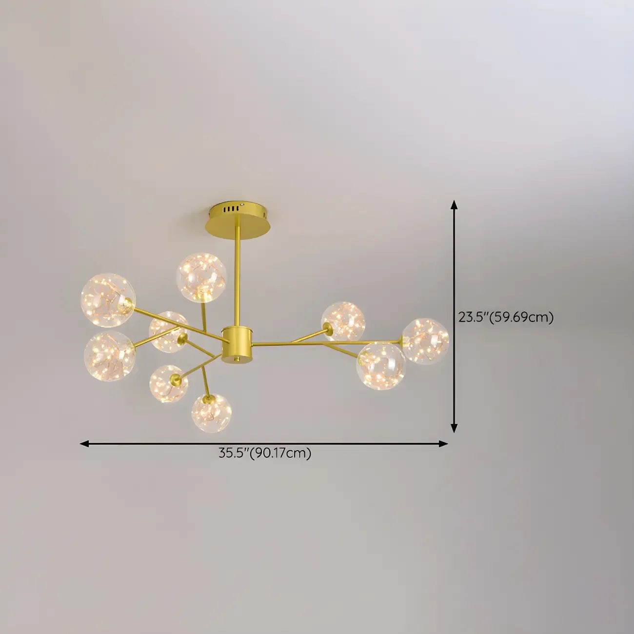 Lustre Sputnik moderne en forme de globe doré pour salon
