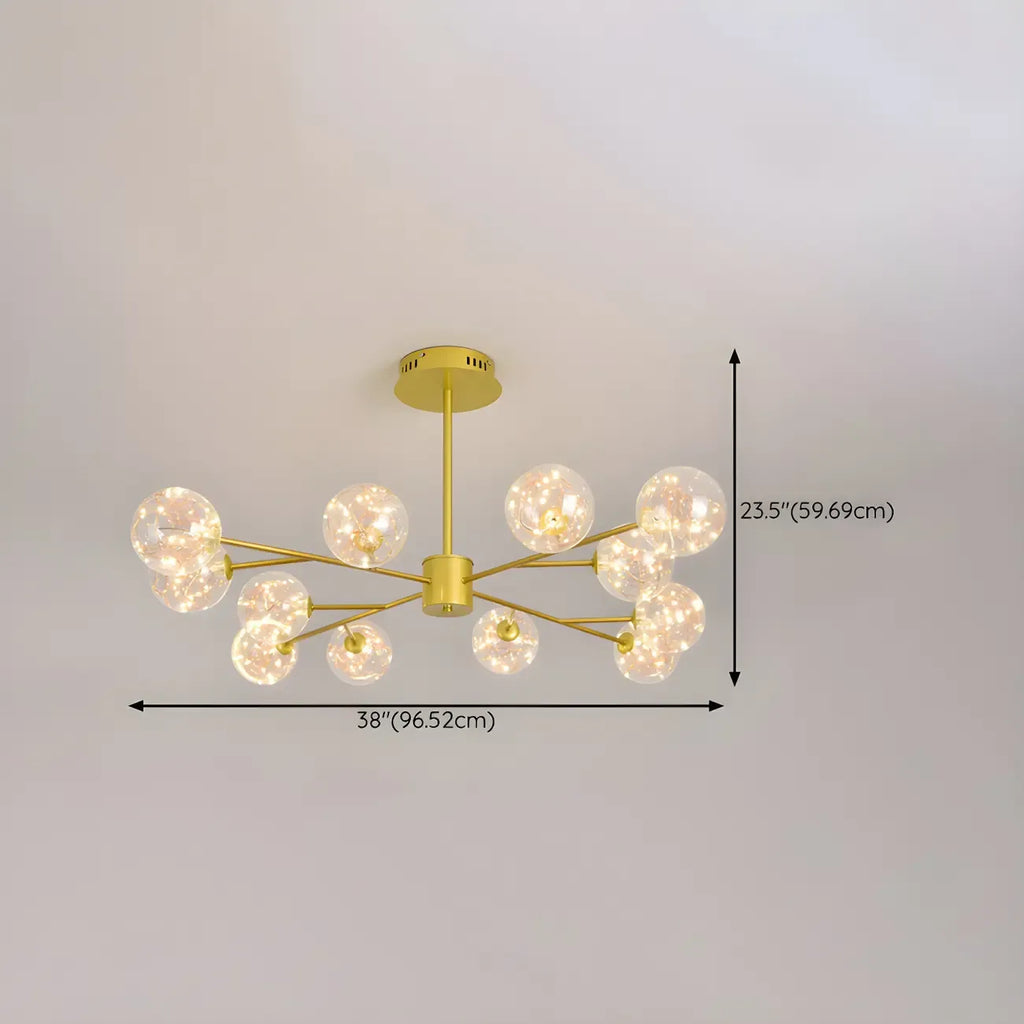 Lustre Sputnik moderne en forme de globe doré pour salon