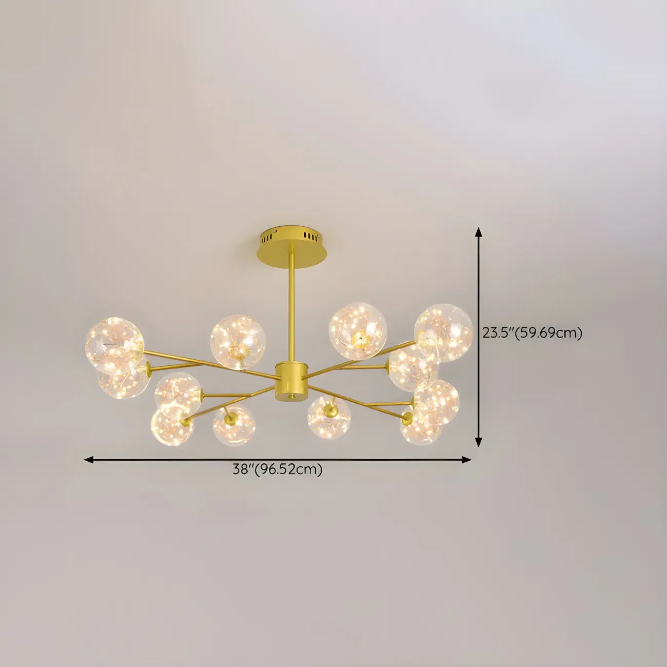 Lustre Sputnik moderne en forme de globe doré pour salon
