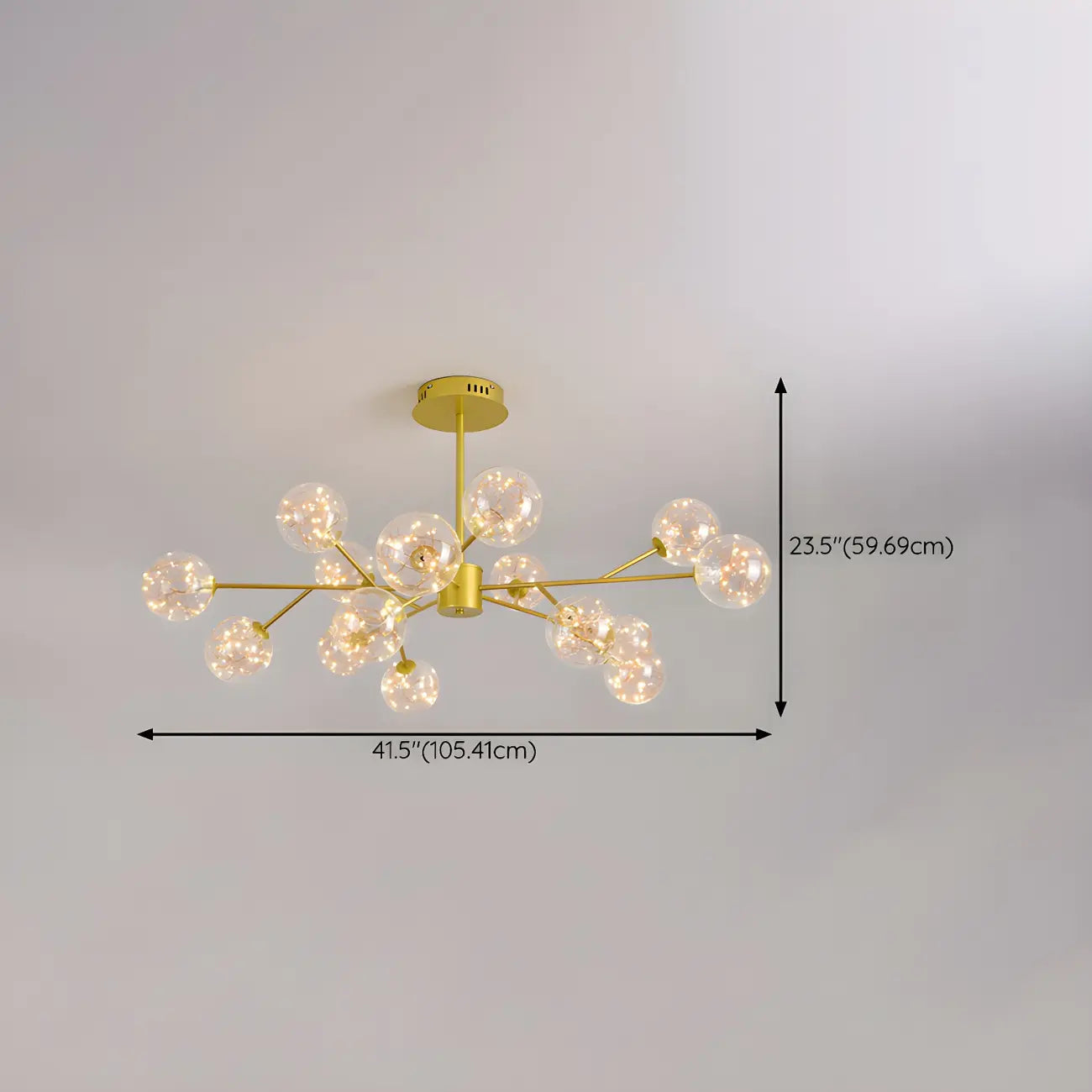 Lustre Sputnik moderne en forme de globe doré pour salon