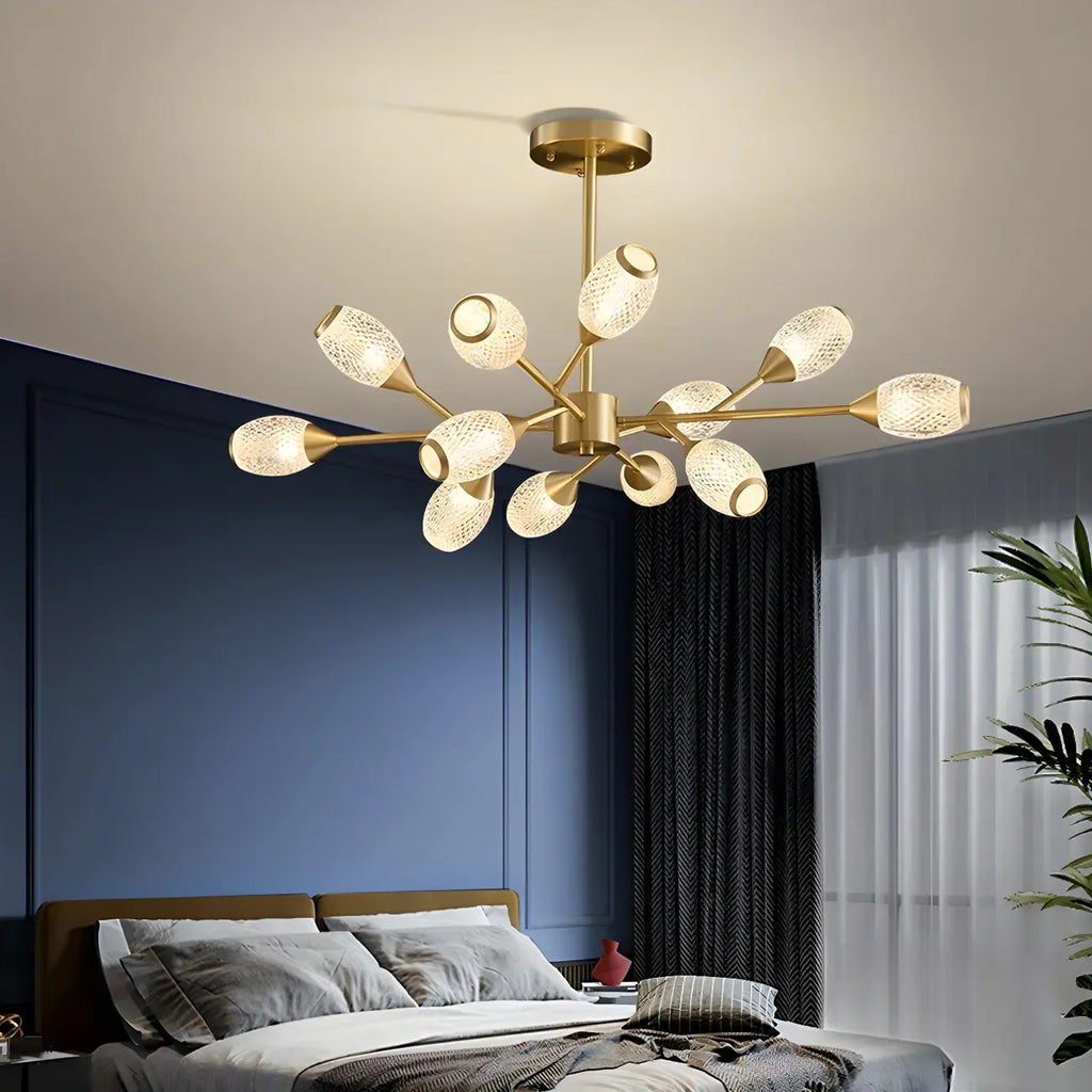 Lustre Sputnik en laiton, globe, style moderne du milieu du siècle