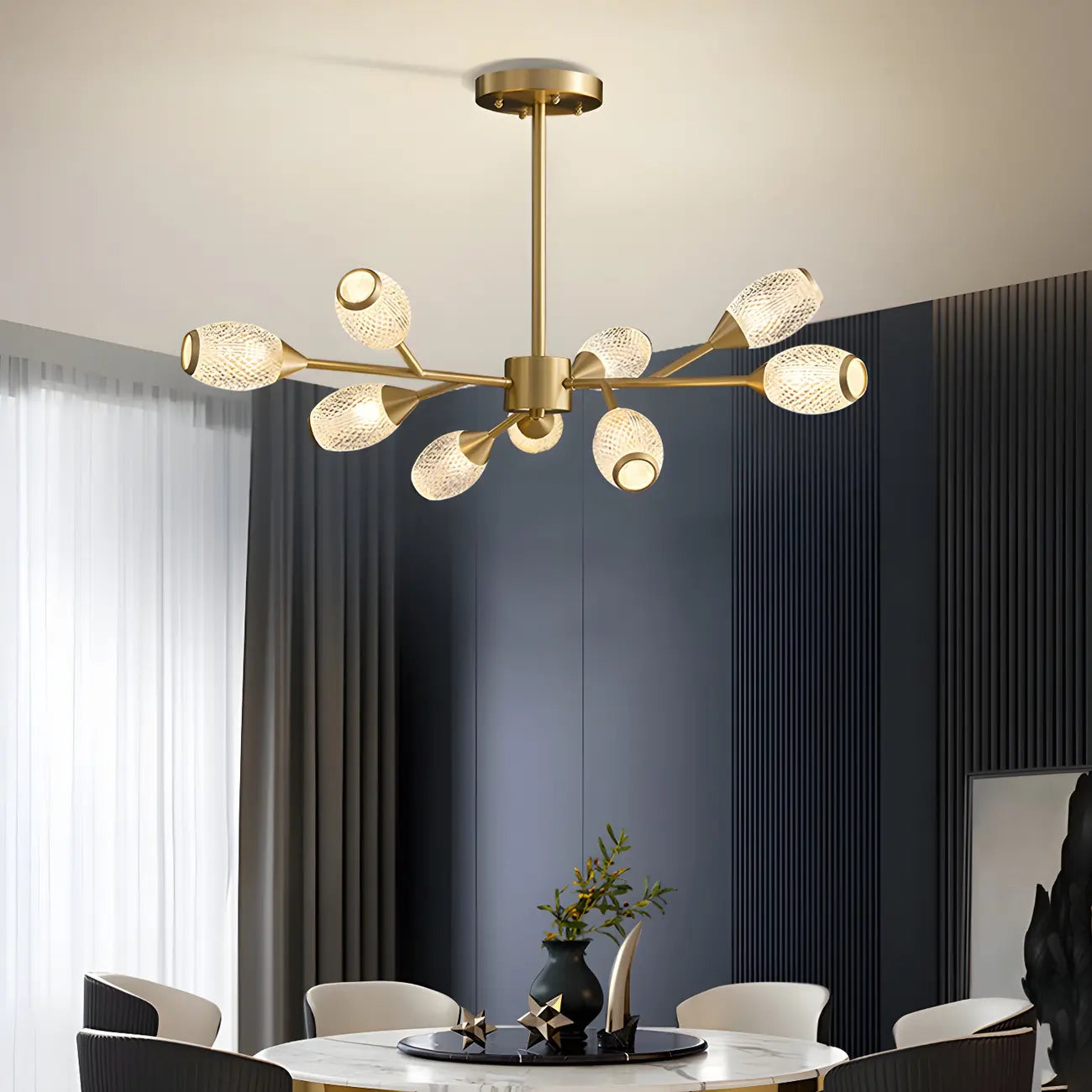 Lustre Sputnik en laiton, globe, style moderne du milieu du siècle