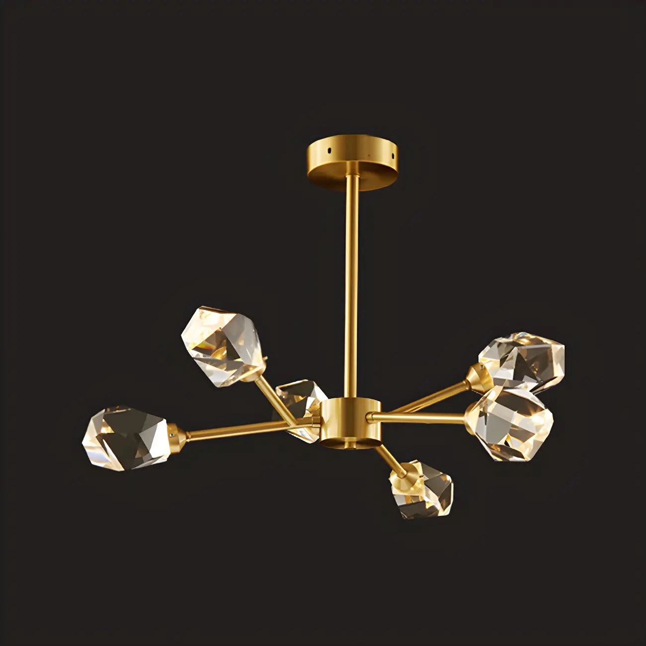 Lustre Sputnik doré moderne avec abat-jour en cristal
