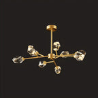 Lustre Sputnik doré moderne avec abat-jour en cristal