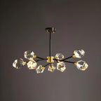 Lustre Sputnik doré moderne avec abat-jour en cristal