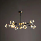 Lustre Sputnik doré moderne avec abat-jour en cristal