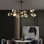 Lustre Sputnik doré moderne avec abat-jour en cristal