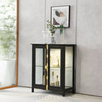Vitrine élégante à cadre en métal noir et verre