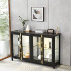 Vitrine élégante à cadre en métal noir et verre