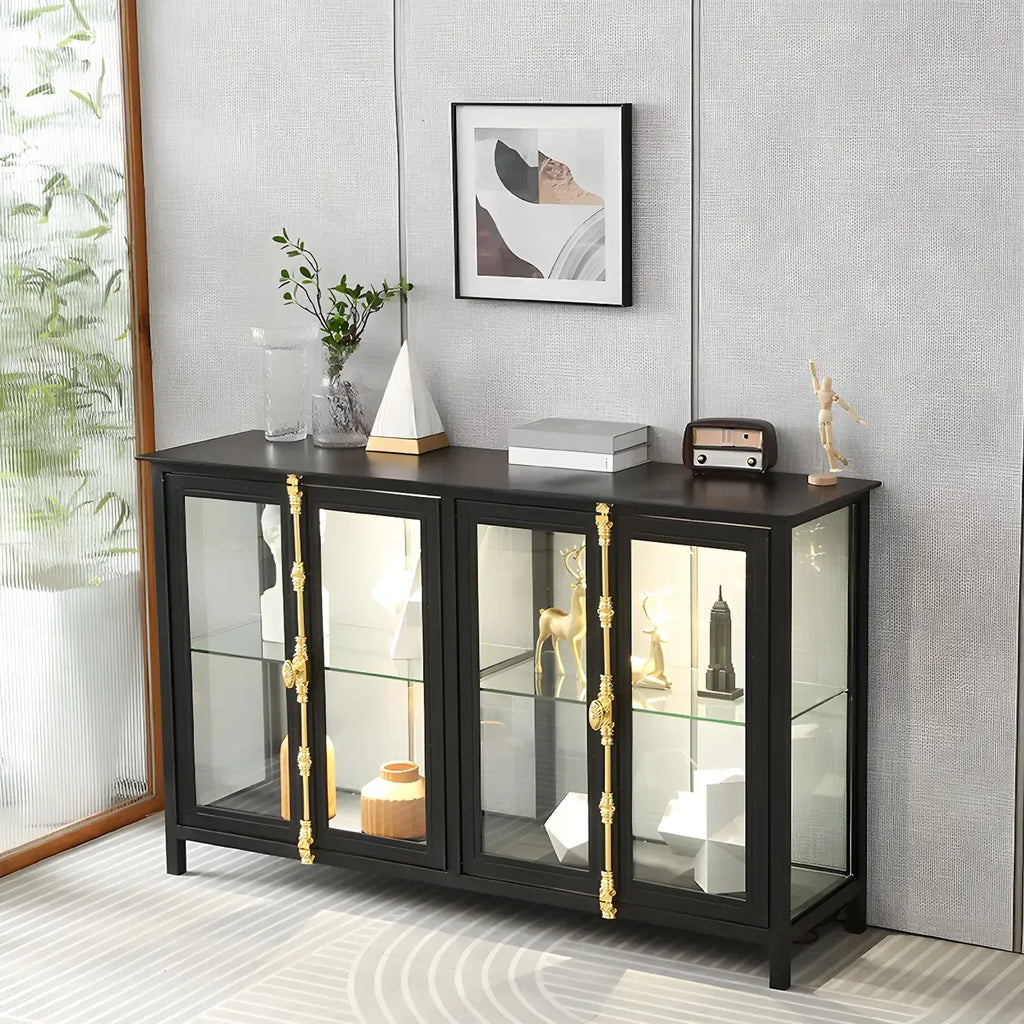 Vitrine élégante à cadre en métal noir et verre