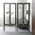 Vitrine élégante à cadre en métal noir et verre