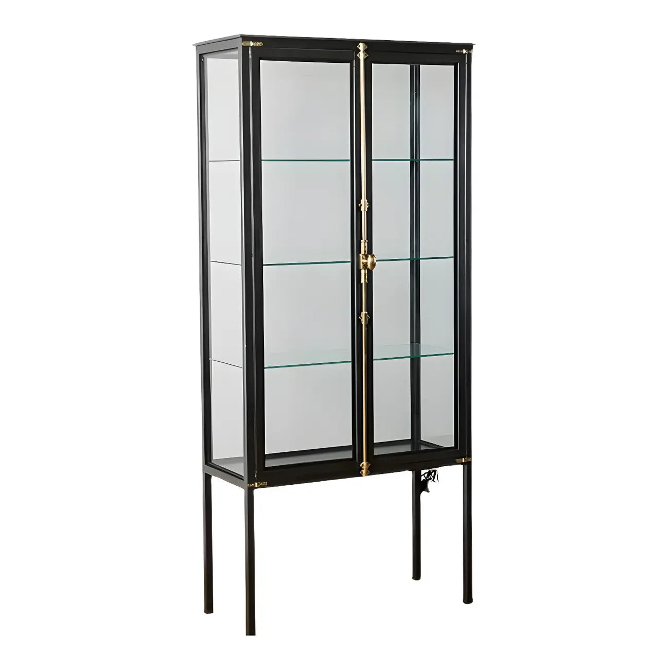 Vitrine élégante à cadre en métal noir et verre