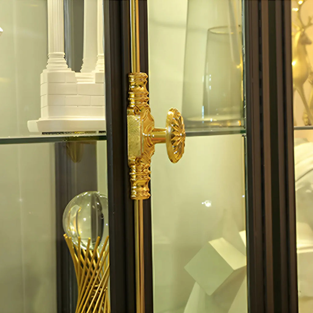Vitrine élégante à cadre en métal noir et verre