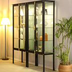Vitrine élégante à cadre en métal noir et verre
