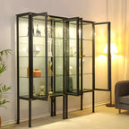 Vitrine élégante à cadre en métal noir et verre