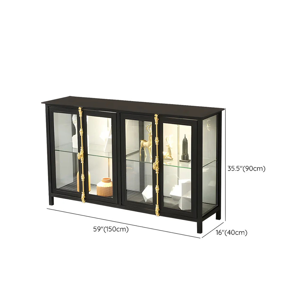 Vitrine élégante à cadre en métal noir et verre