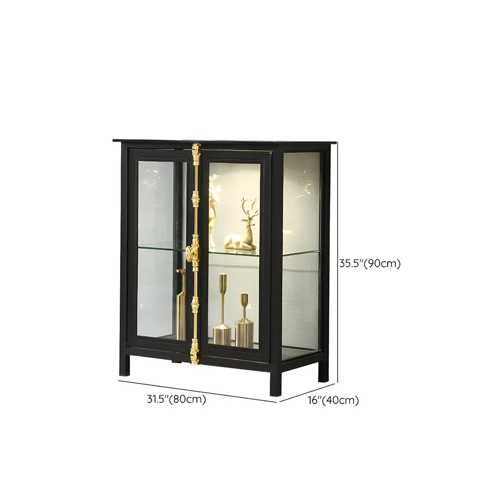 Vitrine élégante à cadre en métal noir et verre