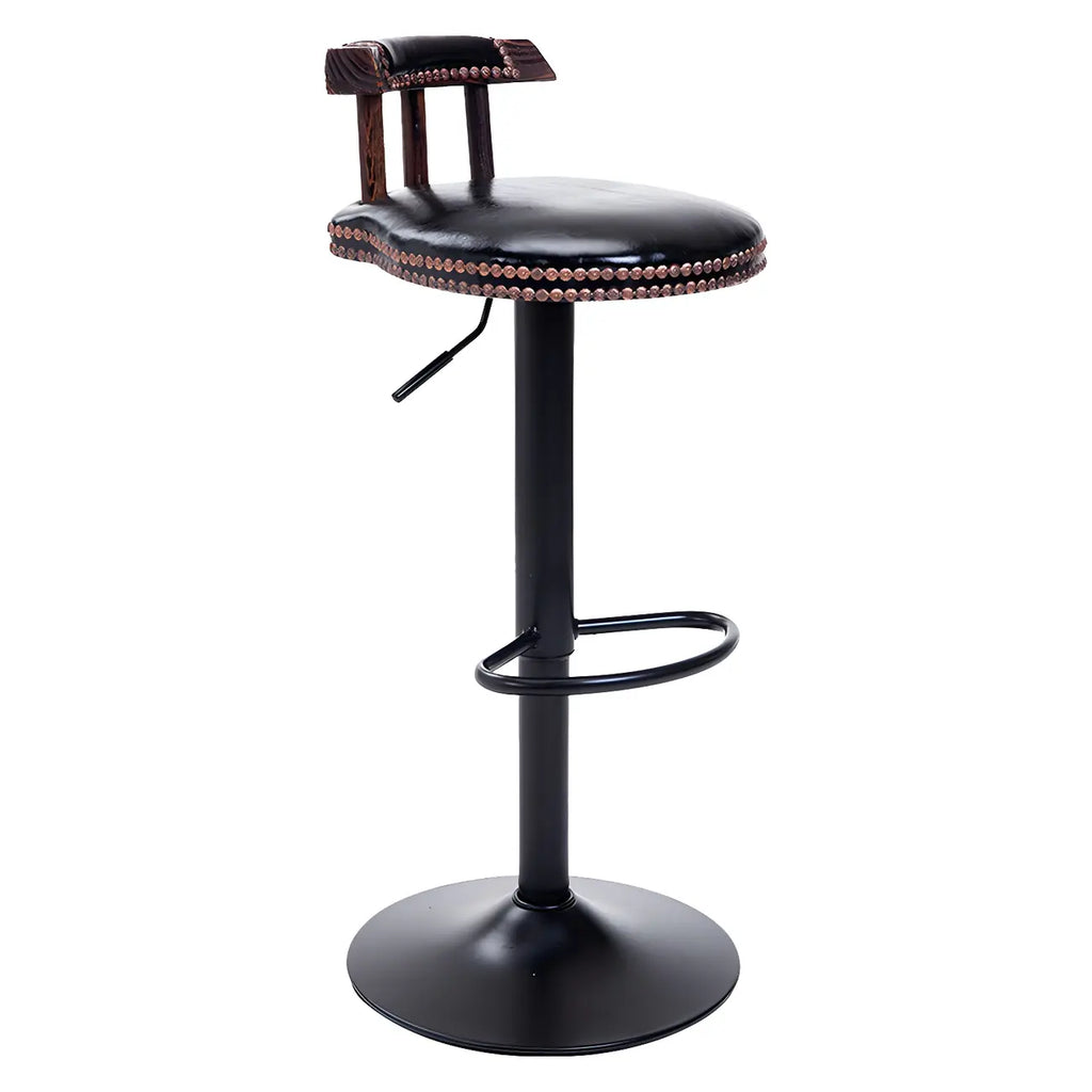 Tabourets de bar ronds en cuir de style industriel, réglables