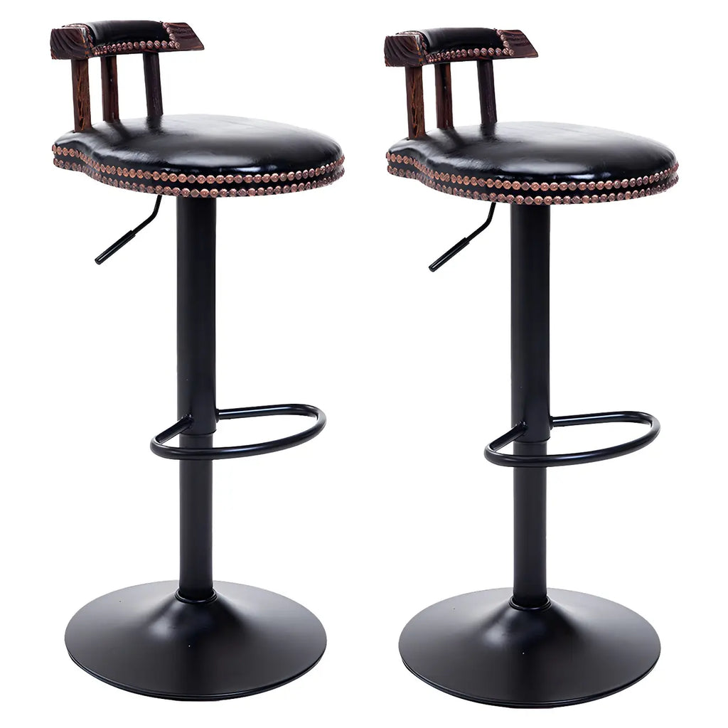 Tabourets de bar ronds en cuir de style industriel, réglables